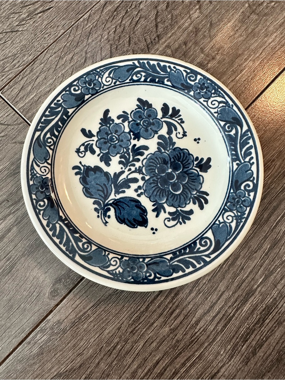 Vintage Handpainted Blauw Delfts Distel Wall Plate